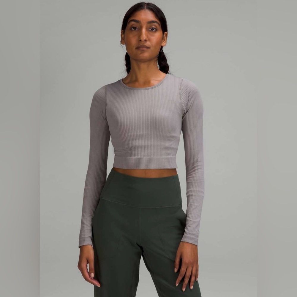 Lululemon Ebb To Street Long Sleep Crop Top Lavender Dew Size 2